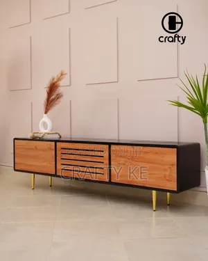 Mwamu Media Console Black Tv Stand