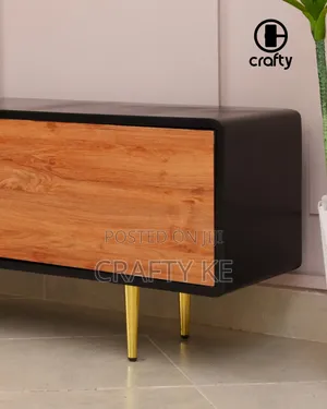 Mwamu Media Console Black Tv Stand