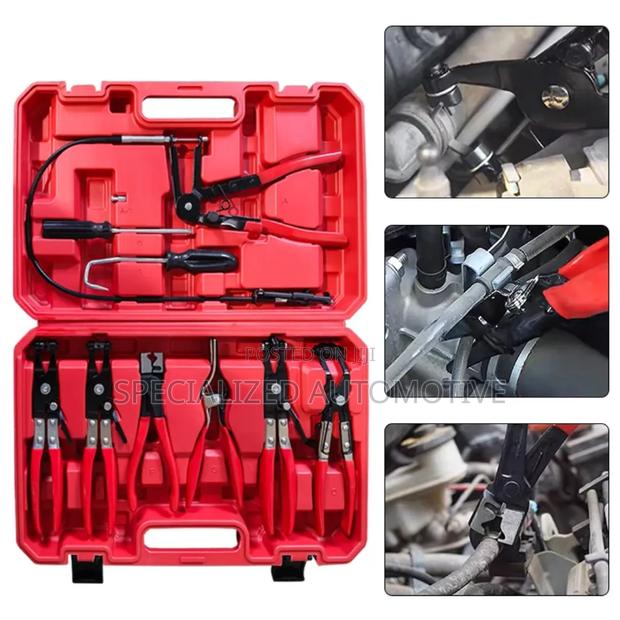 9 Piece Vehicle Hose Clamp Clip Pliers Removal and Installation Kit - thumbnail 2