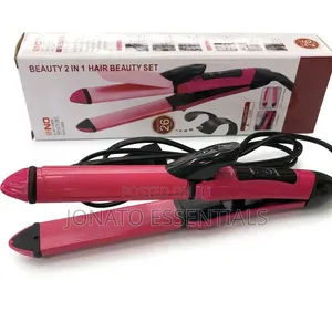 2 in 1 Hair Straightener and Curler - NHC-2009 Beauty Set