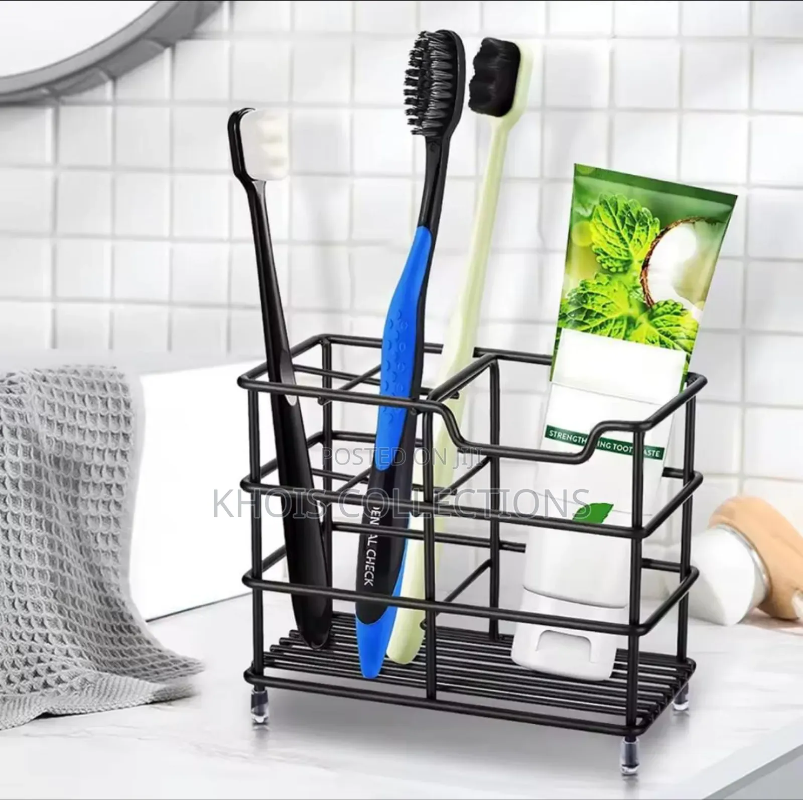 Metallic Toothpaste/Toothbrush Holder