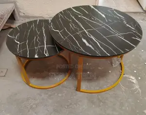 Nesting Black Coffee Table Marble Effect ( Mdf)