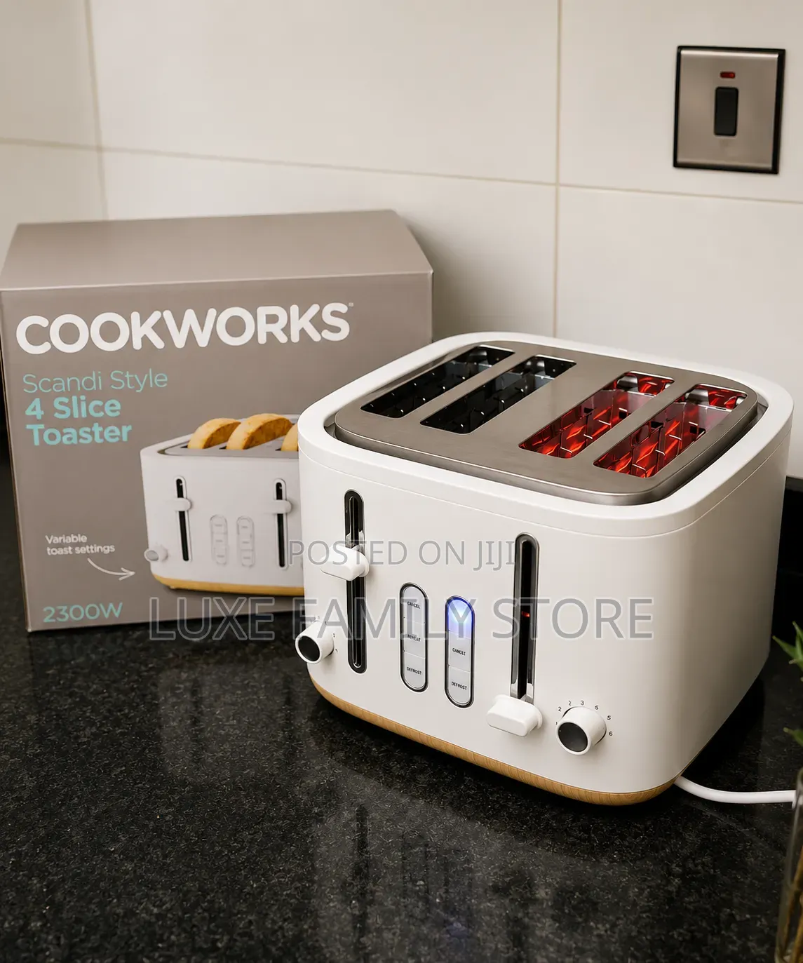 Cookworks Scandi Style 4 Slice Toaster | 2300w White Toaster