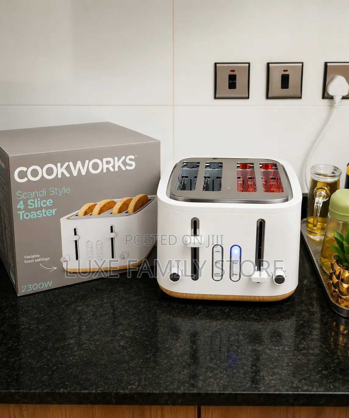 Cookworks Scandi Style 4 Slice Toaster | 2300w White Toaster