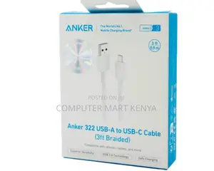 Anker 322 Usb-C to Usb-C Cable (6ft, 60w, Braided) White.