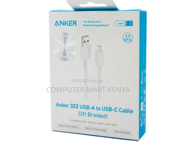 Anker 322 Usb-C to Usb-C Cable (6ft, 60w, Braided) White. - thumbnail 2