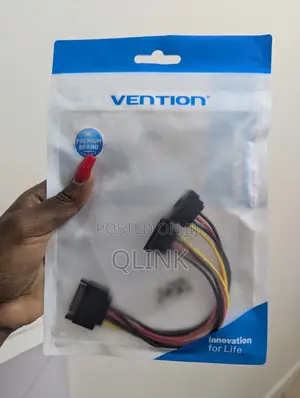 Vention Sata 15p Male To Female Power Splitter Cable 0.15m Black