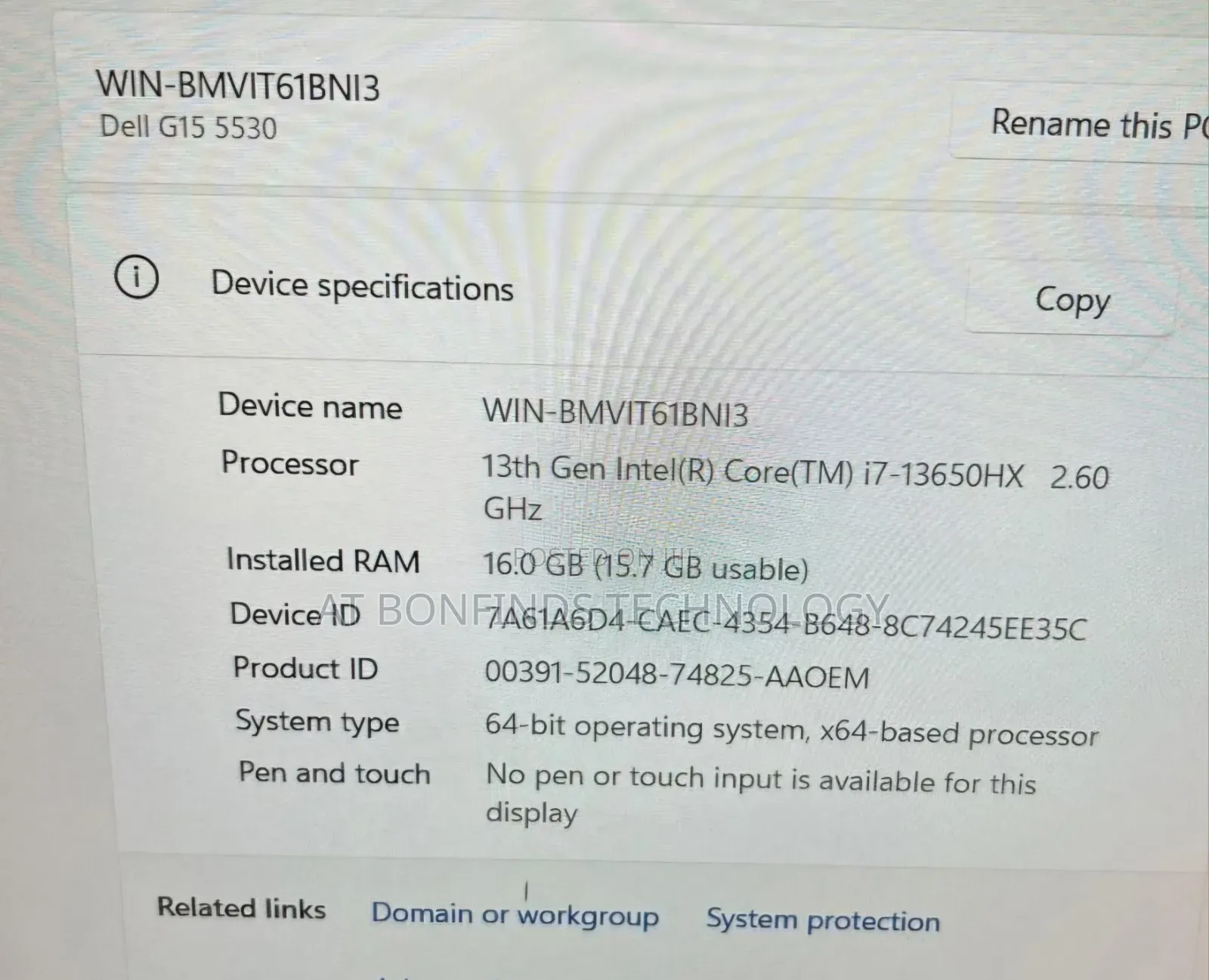 Laptop Dell G15 5530 16GB Intel Core i7 SSD 512GB