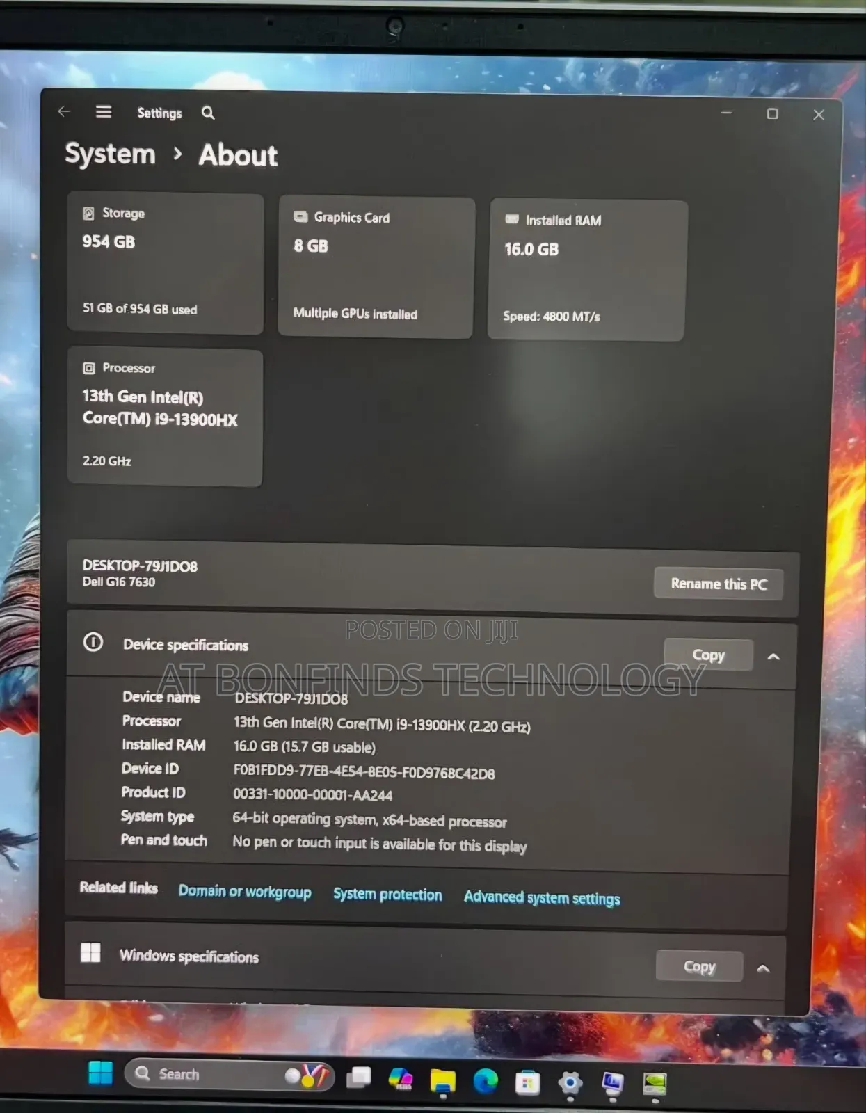 Laptop Dell G16 7630 16GB Intel Core i7 SSD 512GB