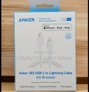 Anker 322 Usb-C to Lightning Cable (6ft Braided) White