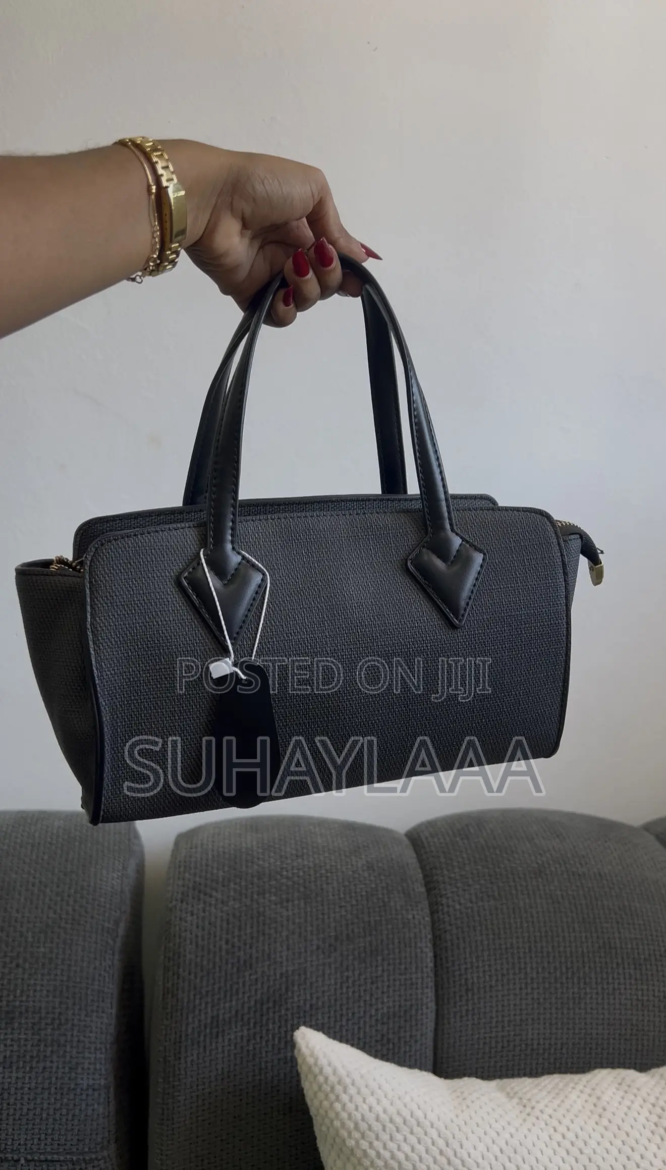 Women’S Textured Woven Top Handle Satchel Handbag With Zip Closure