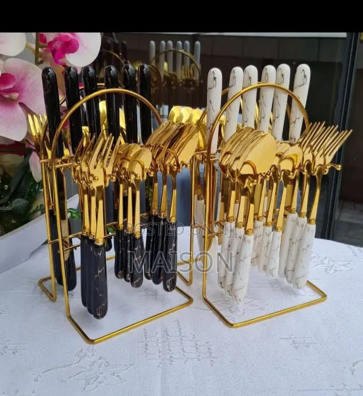 Heavy Marble Cutlery Set.