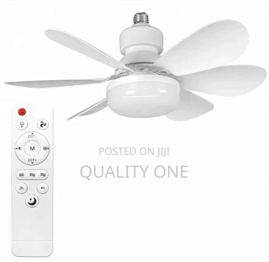 Modern E27 Led Ceiling Fan Light W/Remote 3 Color Dimmable -