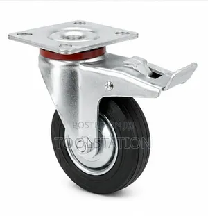 Castor Wheels Rubber 3 Inch Set Of 4 With Plate And Brake