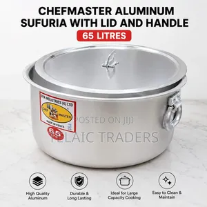 65l Aluminium Sufuria With Handles And Lid