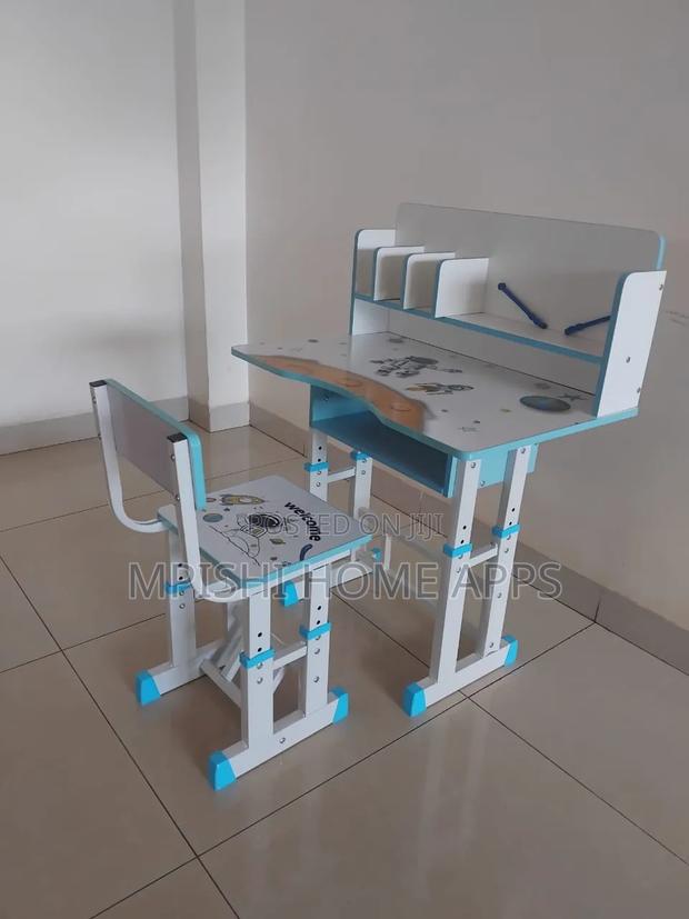 Adjustable Kids Study Table and Chair Set With Bookshelf