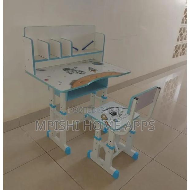 Adjustable Kids Study Table and Chair Set With Bookshelf - thumbnail 2