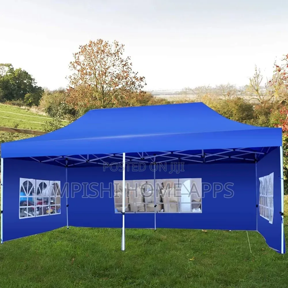 Gazebos 3m by 6m Pop Up Canopy Tent With 3 Window Side Walls