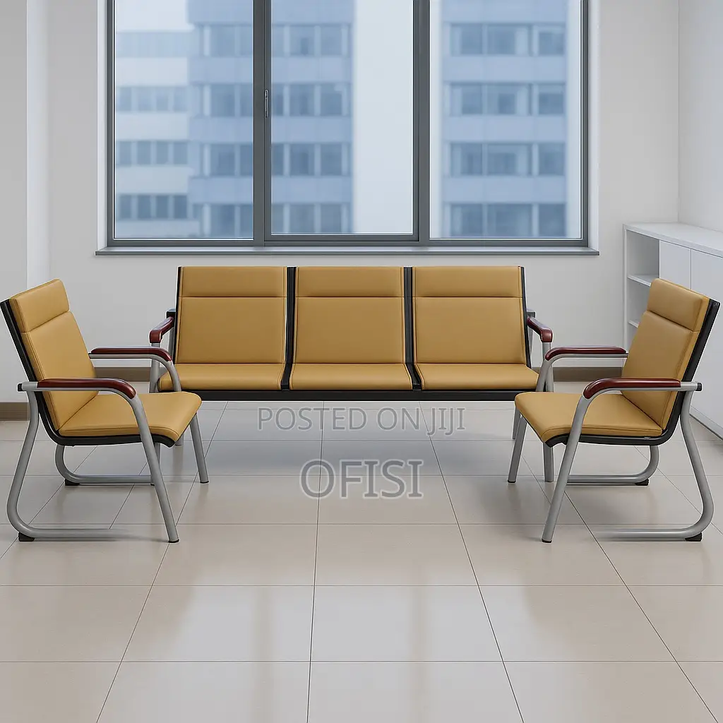 Office Sofa; 5 Seater Brown Office Sofa