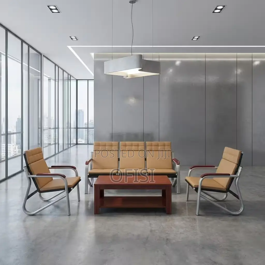 Office Sofa; 5 Seater Brown Office Sofa