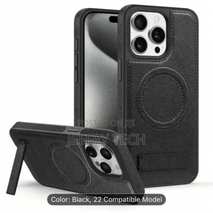 Magnetic for iPhone 13 Pro Max Leather Case With Magsafe Ring Stand