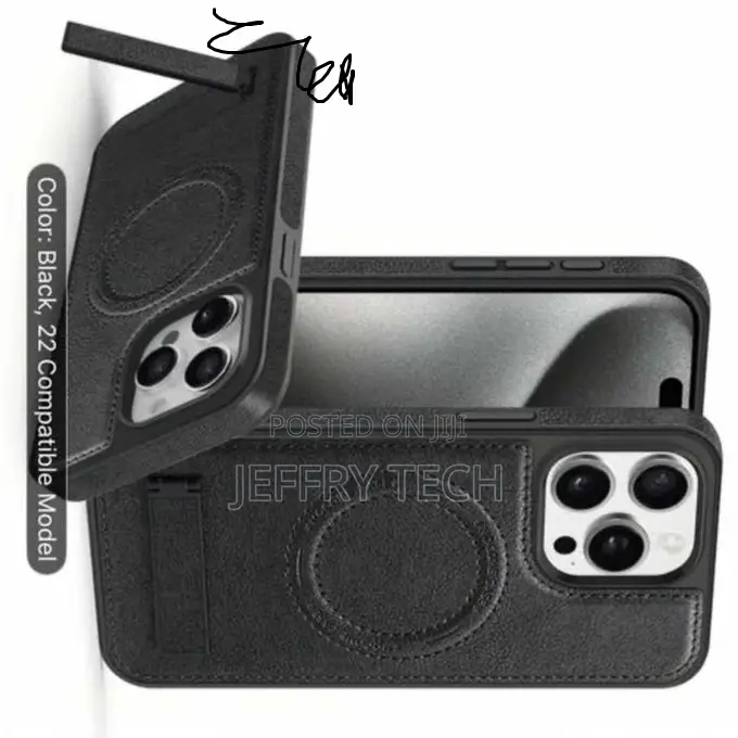 Magnetic for iPhone 13 Pro Max Leather Case With Magsafe Ring Stand