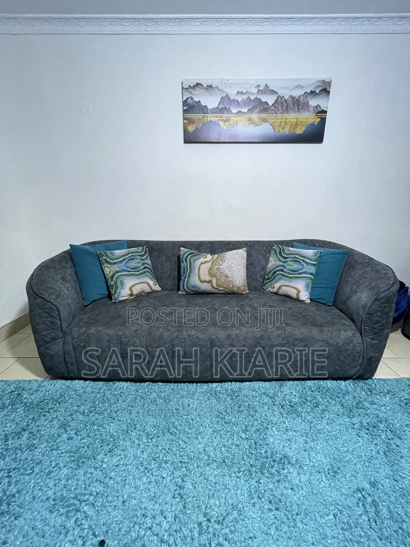 7 Seater Grey Curved Couch