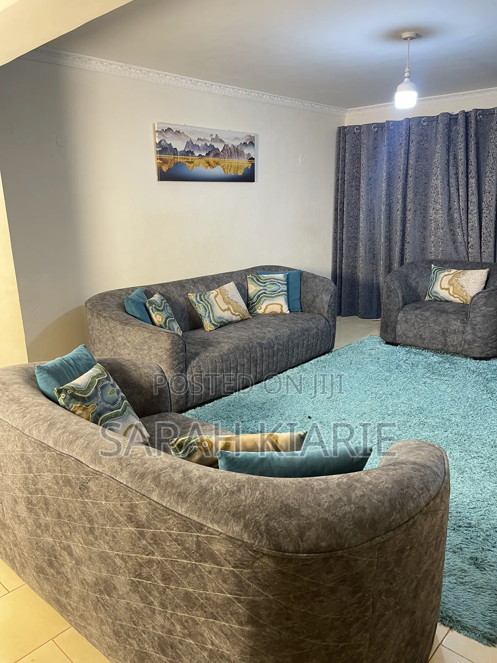 7 Seater Grey Curved Couch