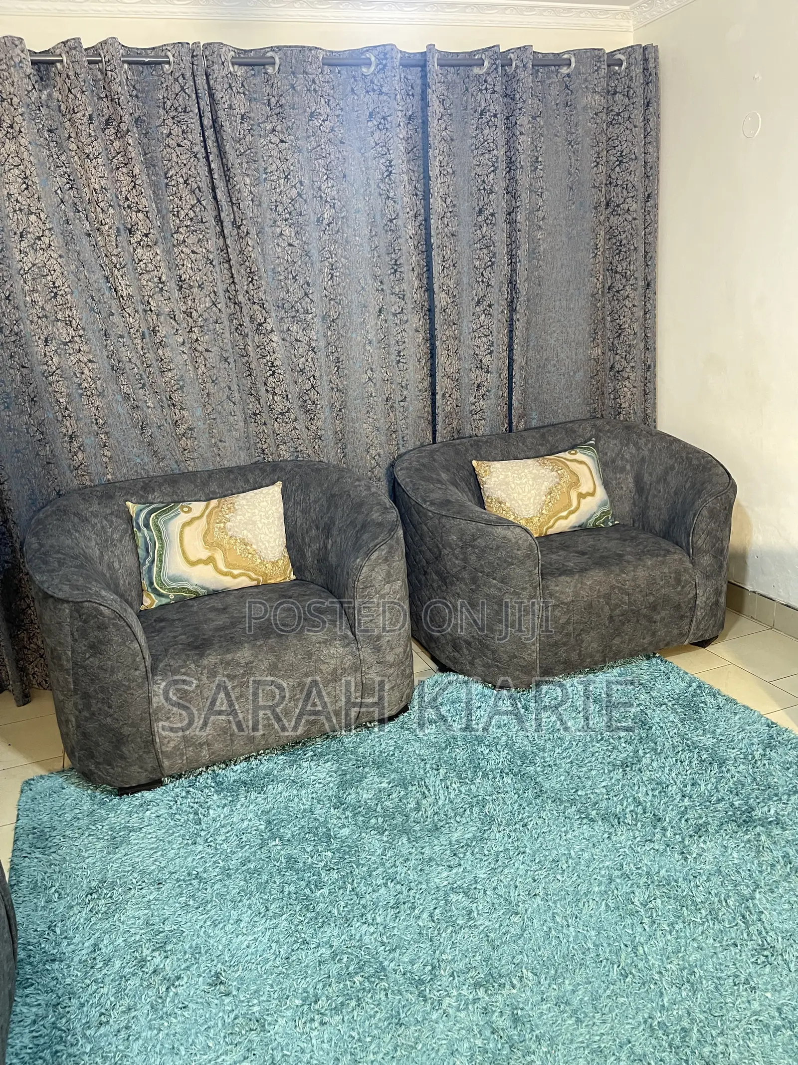 7 Seater Grey Curved Couch