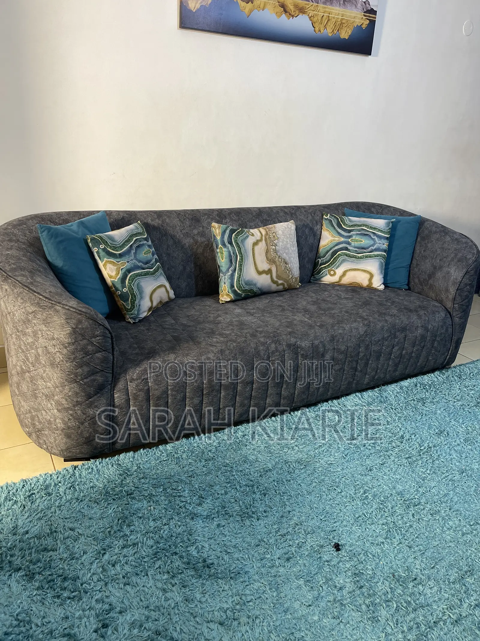 7 Seater Grey Curved Couch
