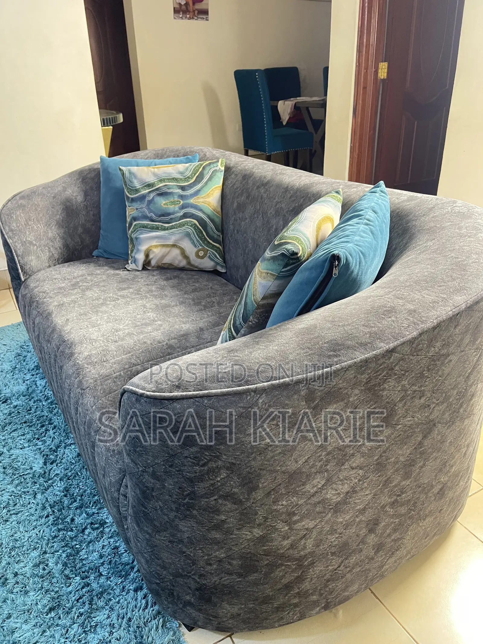 7 Seater Grey Curved Couch