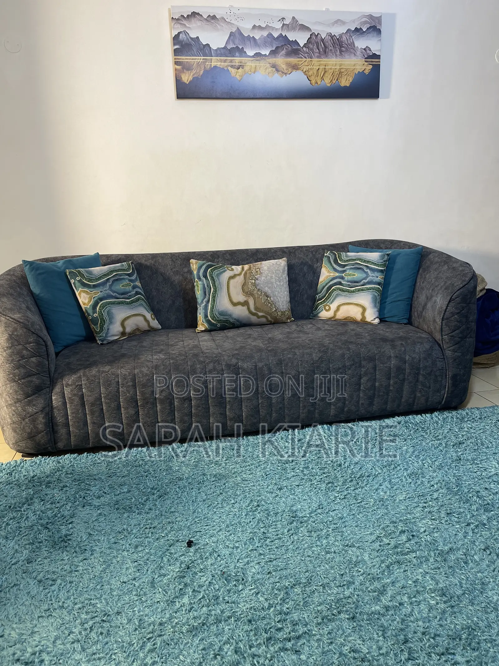 7 Seater Grey Curved Couch