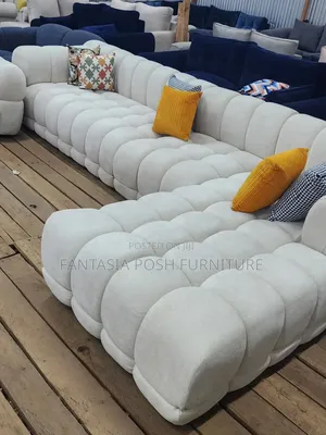 White Curved Bubble Sofa (L-Shaped 7 Seater)