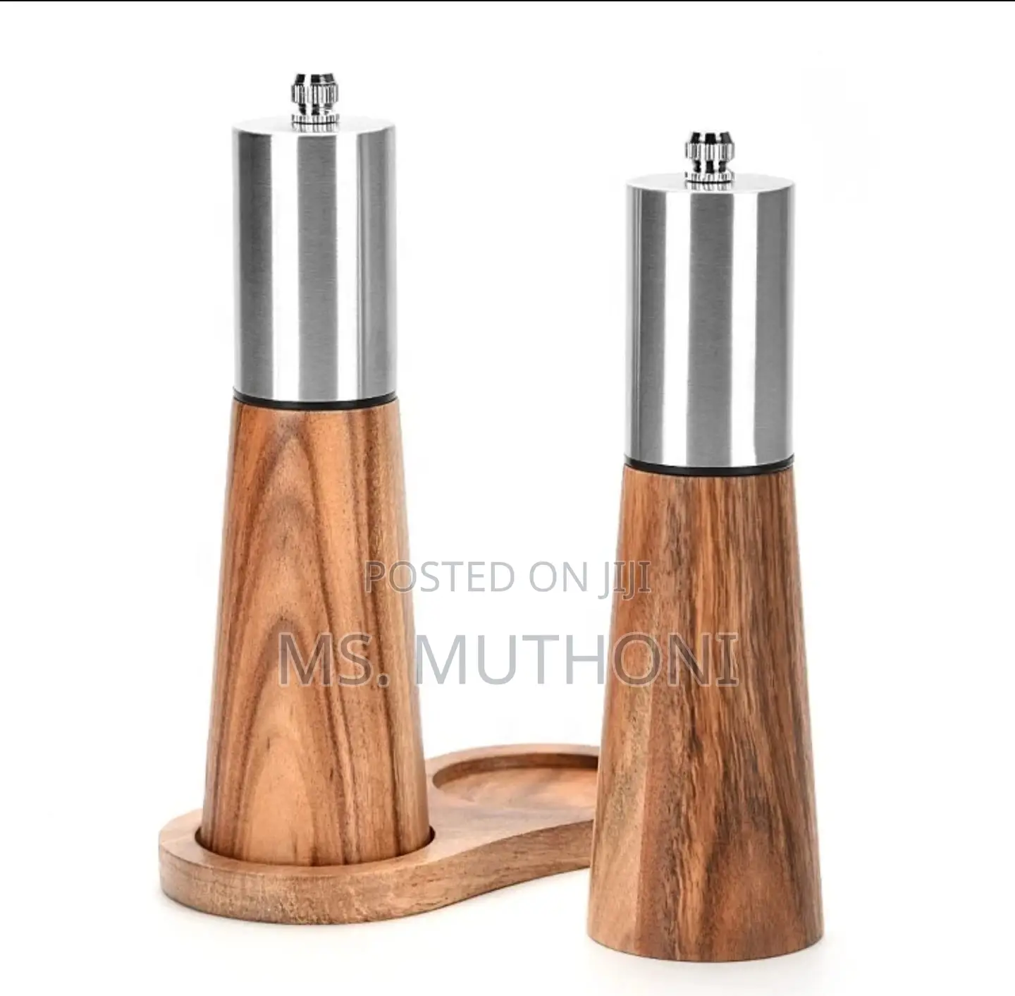 2pcs/Set Salt and Pepper Grinders With Wooden Base