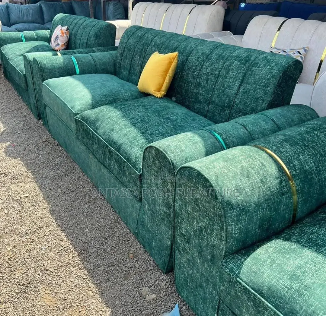Green Fabric 3 Seater Sofa