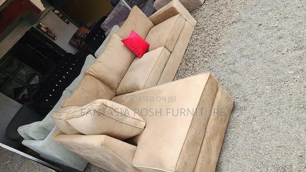 Beige L-Shaped Sofa 5 Seater
