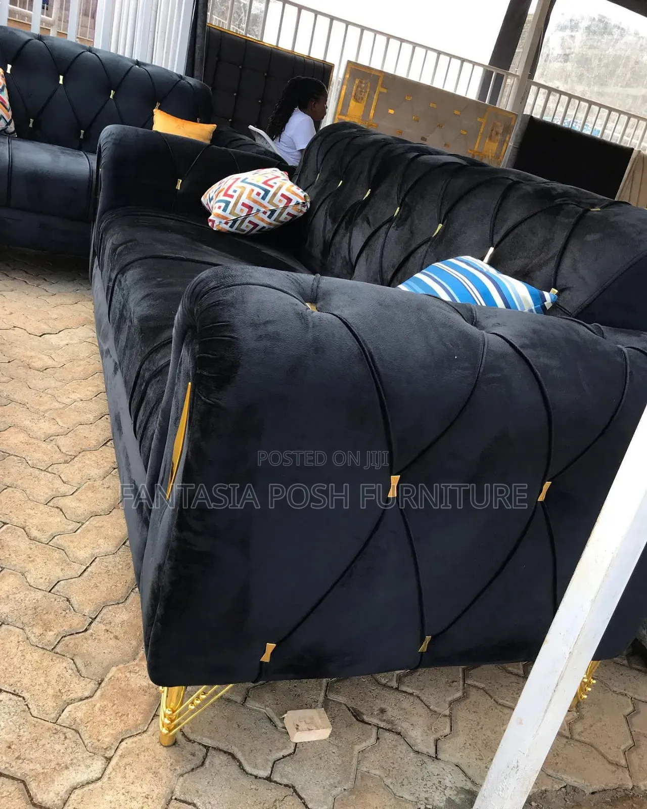 Black Velvet Sofa