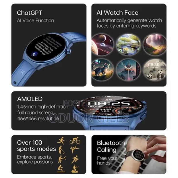 Kumi Gw6 1.43" Amoled Smartwatch - thumbnail 6