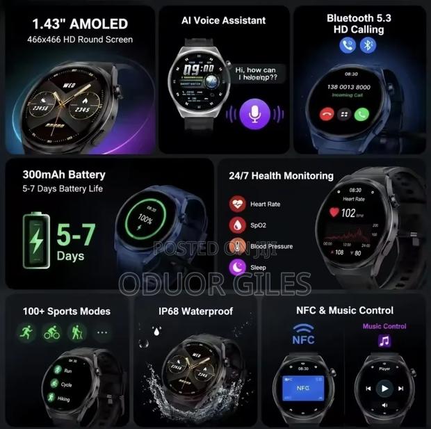 Kumi Gw6 1.43" Amoled Smartwatch - thumbnail 7