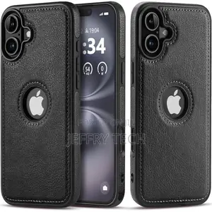 Case Upgraded Retro Leather Back Cover for iPhone 16-Black