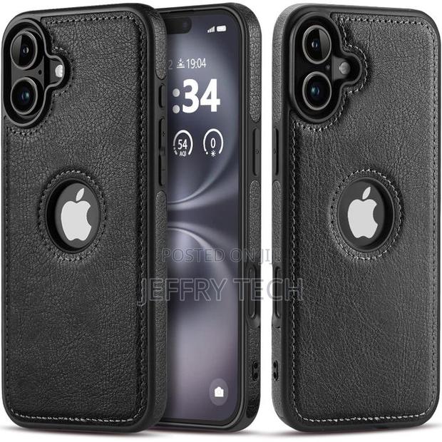Case Upgraded Retro Leather Back Cover for iPhone 16-Black