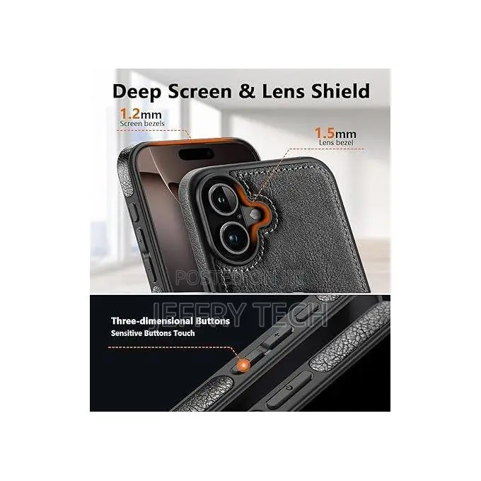 Case Upgraded Retro Leather Back Cover for iPhone 16-Black