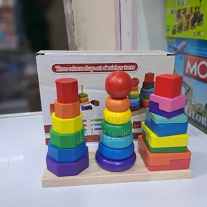 Three-Column Wooden Stacking Tower –Tp