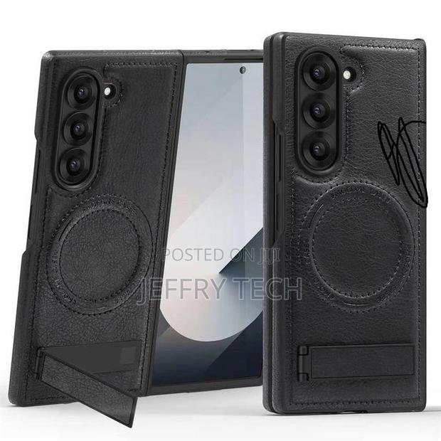 Samsung Galaxy Fold 6 Leather Case Magsafe With Stand - thumbnail 2