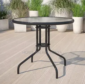 Outdoor Table: Wave Glass Patio Table With Umbrella Hole