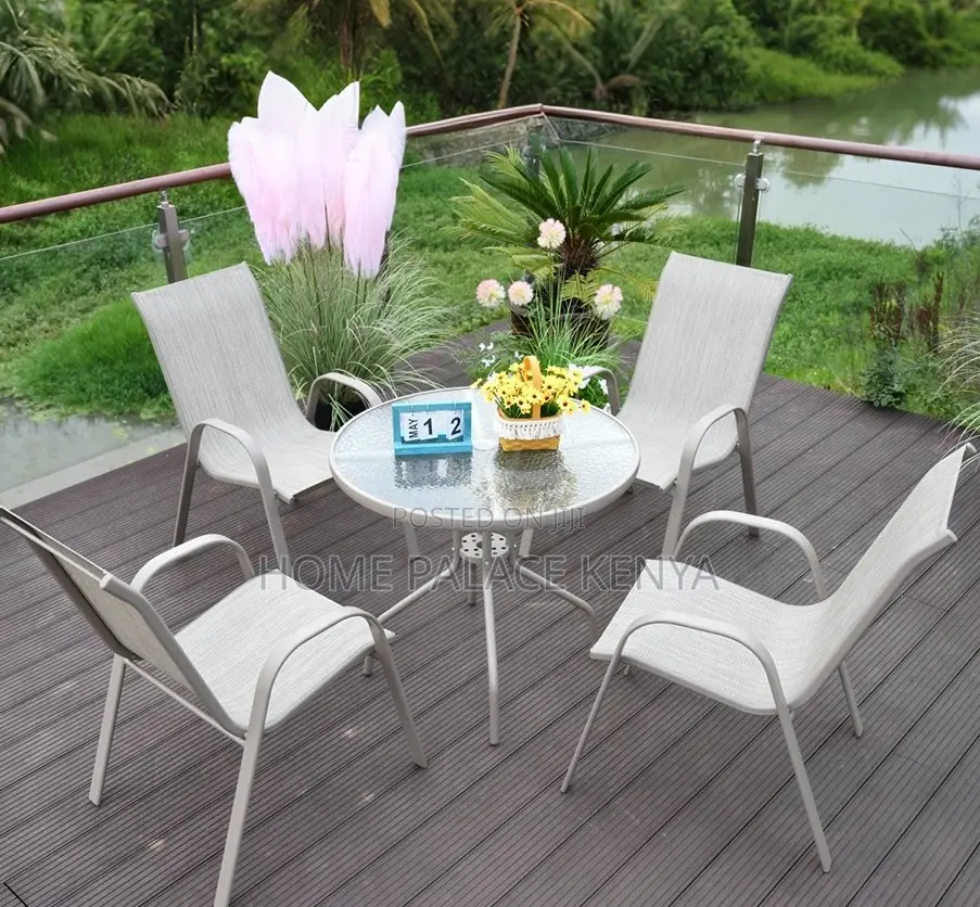 Outdoor Table: Wave Glass Patio Table With Umbrella Hole