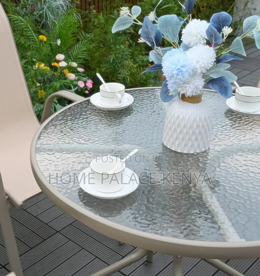 Outdoor Table: Wave Glass Patio Table With Umbrella Hole