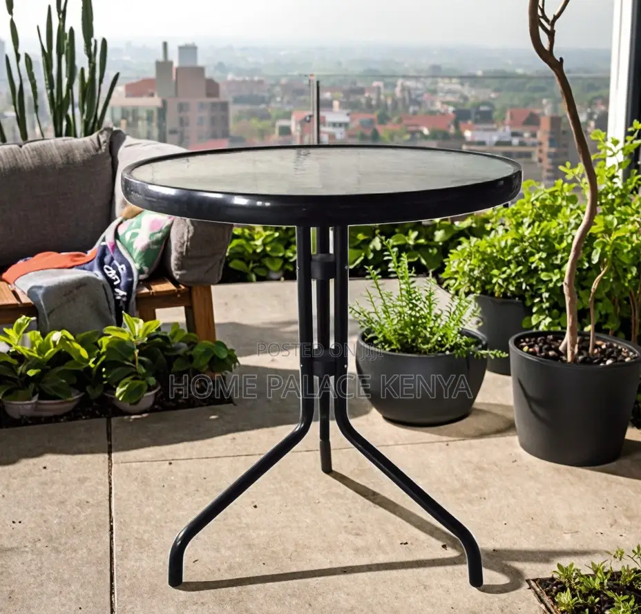 Outdoor Table: Wave Glass Patio Table With Umbrella Hole