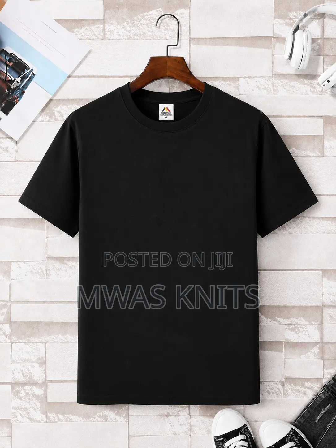 Black Round Neck T Shirt
