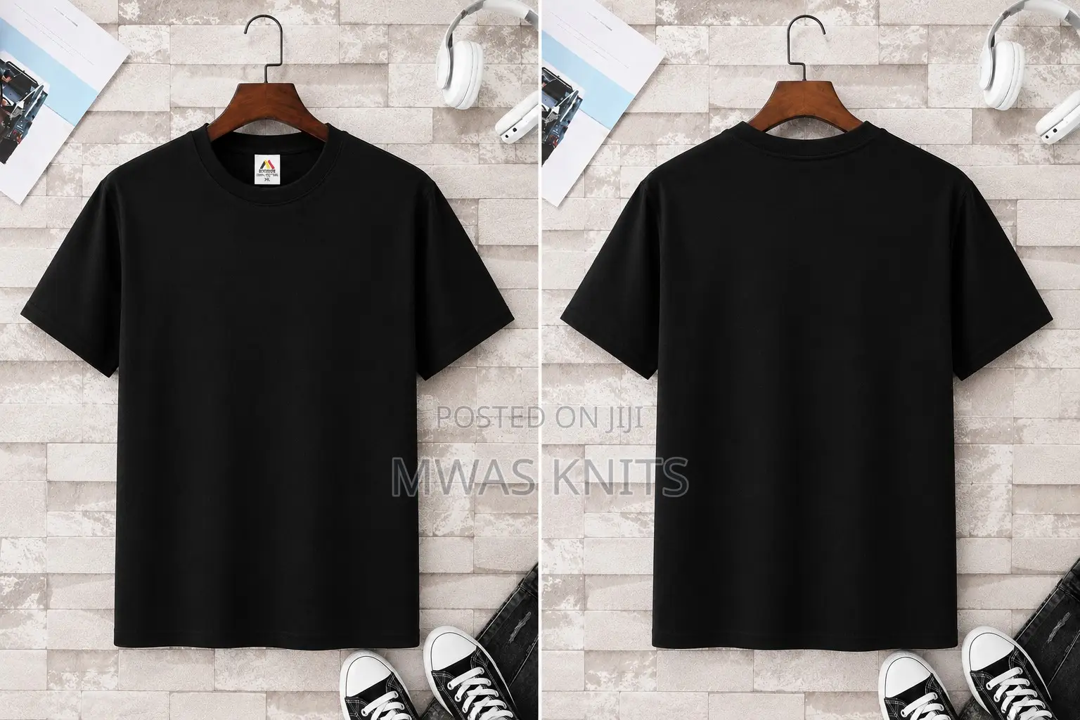 Black Round Neck T Shirt